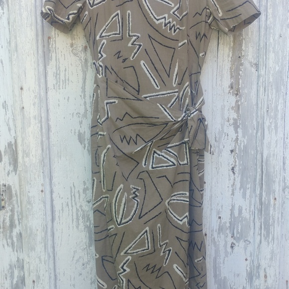 80's Square Neck Short Sleeve Geometric Print - Picture 6 of 6
